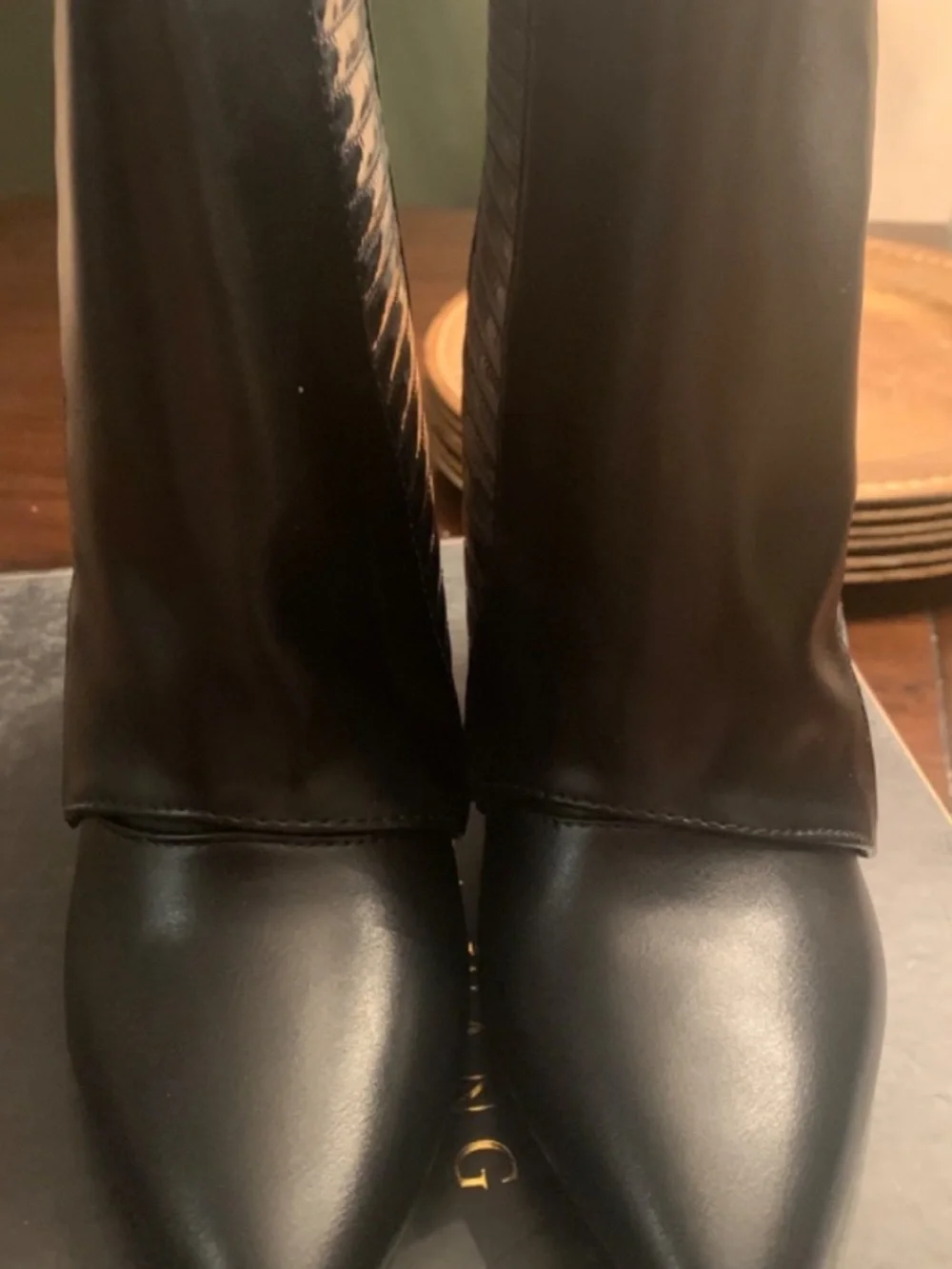 Azalea Wang Women Black Pointed-Toe Ankle Boots